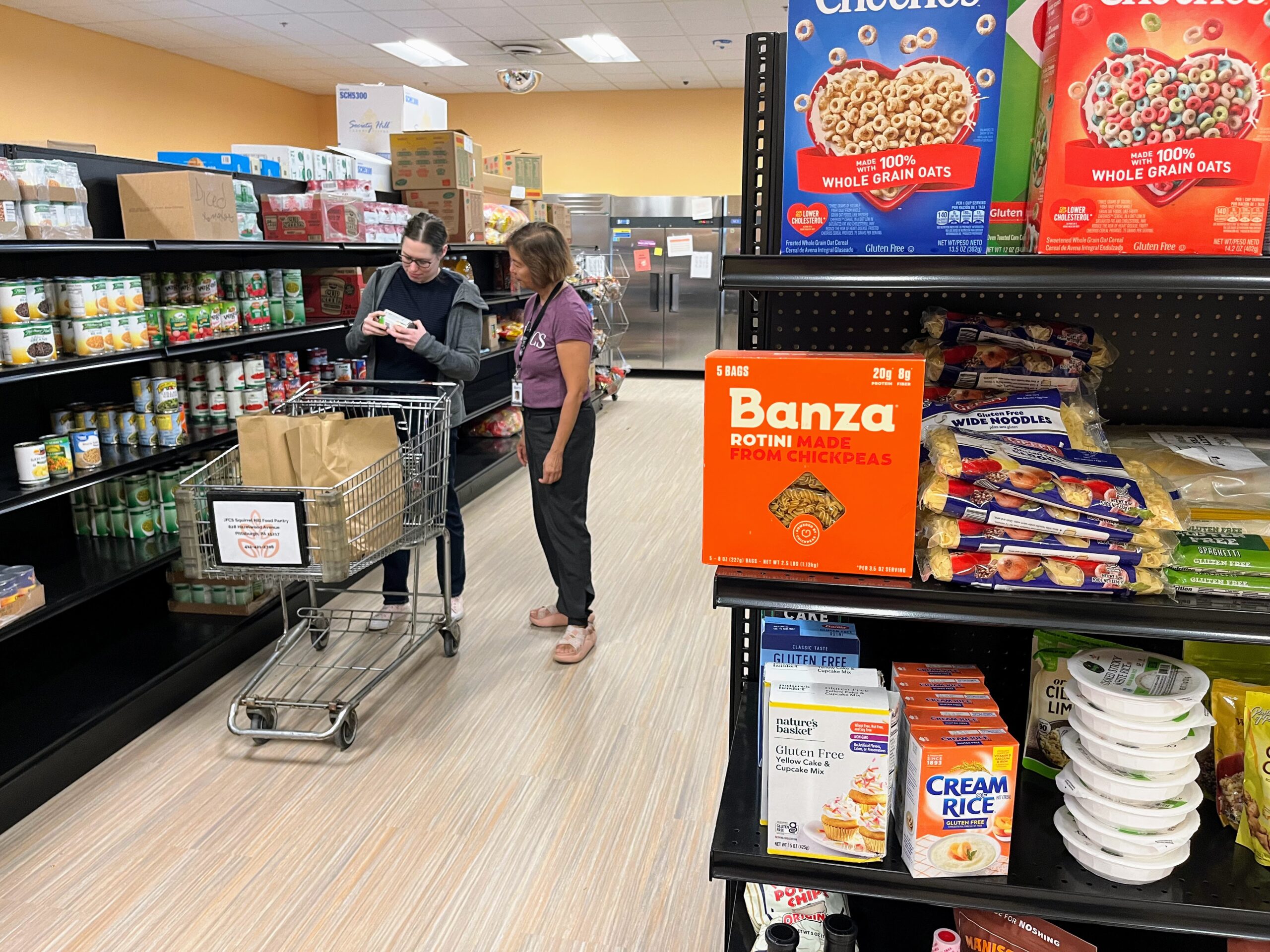 shopping for food at the JFCS Squirrel Hill Food Pantry